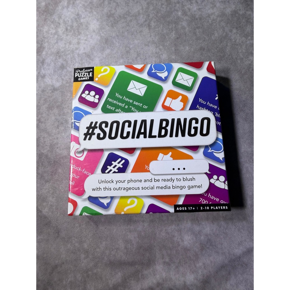 Professor Puzzle #SOCIALBINGO Social Media Card/Board Game 2-10 Players Ages 17+